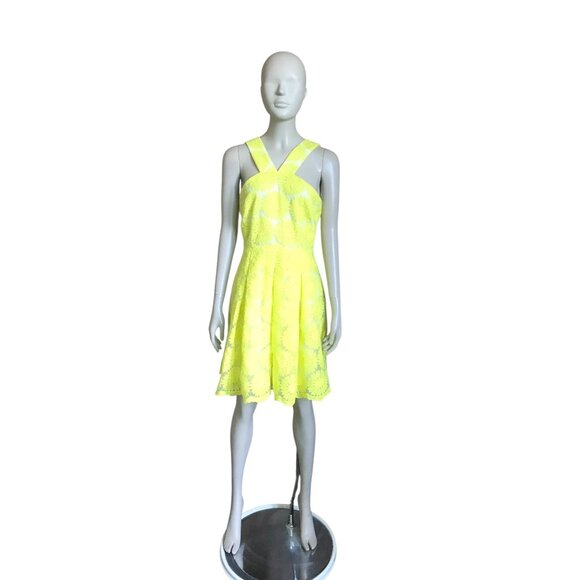 Cremieux Yellow and White Flower Fit and Flare Dress - Picture 1 of 5